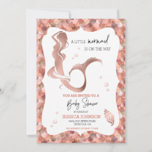 Invitación Rosa Gold Little Mermaid Baby Shower
