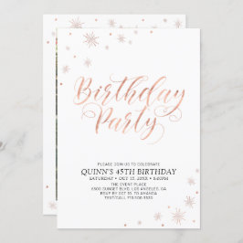 Invitación Rosa Gold Moda moderna fiesta de cumpleaños para a