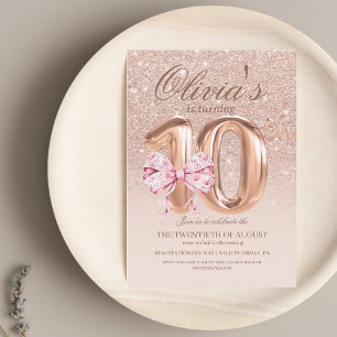 Invitación Rosa Gold Modern 10th Girls Birthday Party