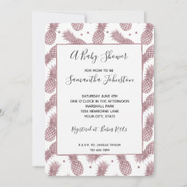 Invitación Rosa Gold Pineapples Baby Shower