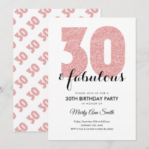 Invitación Rosa Gold Purpurina 30 y fabulosa fiesta de cumple