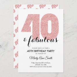 Invitación Rosa Gold Purpurina 40 y fabulosa fiesta de cumple