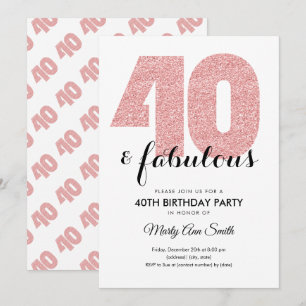 Invitación Rosa Gold Purpurina 40 y fabulosa fiesta de cumple