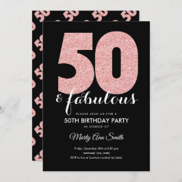 Invitación Rosa Gold Purpurina 50 y fabulosa fiesta de cumple
