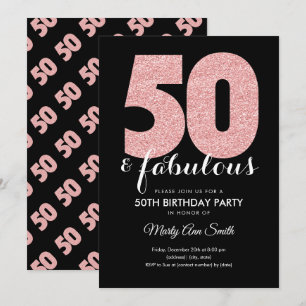 Invitación Rosa Gold Purpurina 50 y fabulosa fiesta de cumple