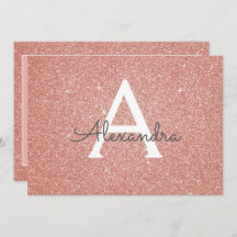 Rosa Gold Purpurina Sweet 16 Save the Date