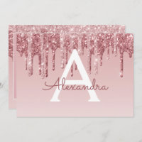 Rosa Gold Purpurina Sweet 16 Save the Date