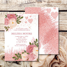 Invitación Rosa Gold Purpurina Y Glam Baby Shower