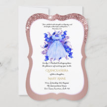 Rosa Gold Quinceañera AZUL Floral Elegante