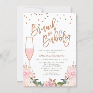 Invitación Rosa Gold Rubor Brunch Bubbly Bridal Shower