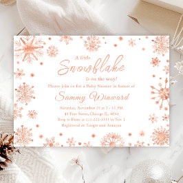 Invitación Rosa Gold Snowflakes Winter Baby Shower