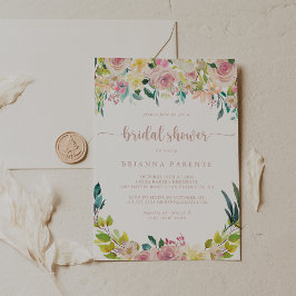 Invitación Rosa Gold Spring Floral Bridal Shower