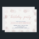 Invitación Rosa Gold Stylish Modern 40th, 50th Birthday Party<br><div class="desc">Celebre su día especial con este elegante diseño de invitaciones para fiestas de cumpleaños que incluye una hermosa tipografía y patrones de fondo en una textura de oro rosa.</div>