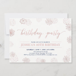 Invitación Rosa Gold Stylish Modern 40th, 50th Birthday Party