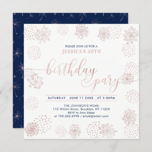 Invitación Rosa Gold Stylish Modern 40th, 50th Birthday Party