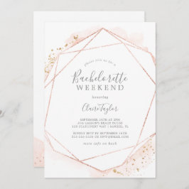 Invitación Rosa Gold Watercolor Bachelorette Weekend