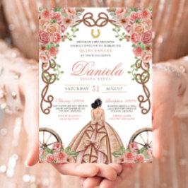 Invitación Rosa Gold Western Charro Rústico Ranch Quinceañera