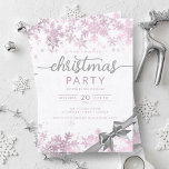 Invitación Rosa Gold Winter Wonder Company Navidades<br><div class="desc">Elegante Empresa formal y Fiesta de Navidades corporativos / Cocktail / Dinner Invitation con cinta Rosa de copos de nieve y Navidades de oro. Impresione a sus amigos y compañeros de trabajo con este sofisticado y elegante diseño de invitación.</div>