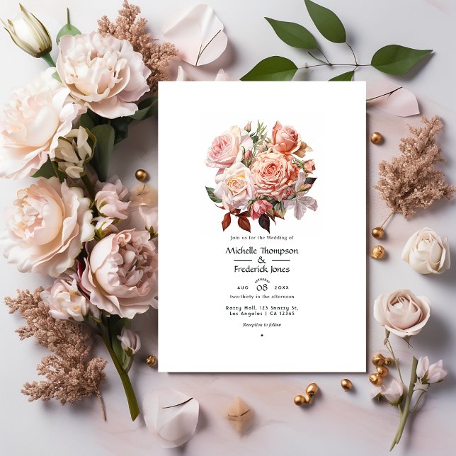 Invitación Rosa Gold y Boda Floral Rubor (Subido por el creador)