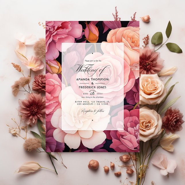 Invitación Rosa Gold y Boda Floral Rubor (Subido por el creador)