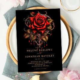 Invitación Rosa Gothic Floral Black Boda