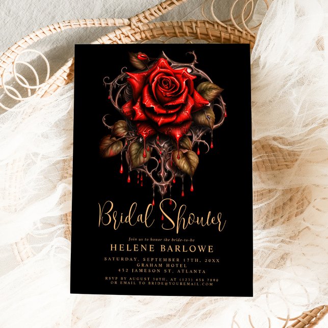 Invitación Rosa Gothic Floral Moody Bridal Shower (Rose Gothic Floral Moody Bridal Shower Invitation)