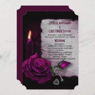 Invitación Rosa gótico Boda de velas y cestas
