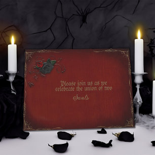 Invitación Rosa gótico Boda rojo y negro