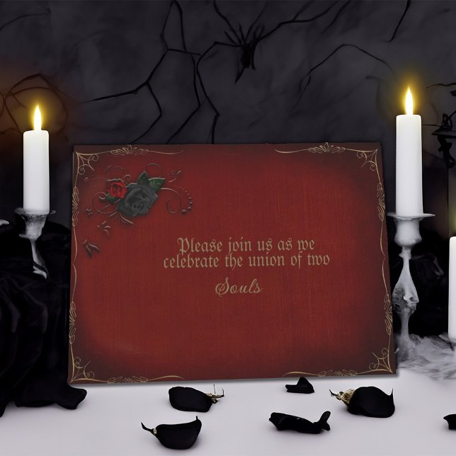 Invitación Rosa gótico Boda rojo y negro (Subido por el creador)