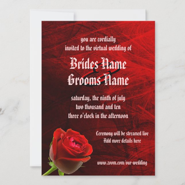 Invitación Rosa gótico Boda virtual (Anverso)