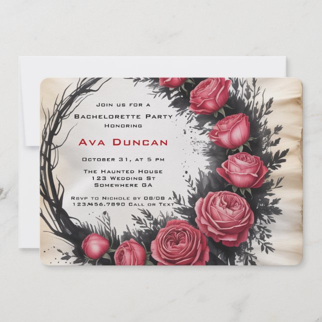 Invitación Rosa gótico Frame Bachelorette Party (Anverso)
