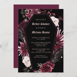 Invitación Rosa Gótico Negro Elegante Ducha Bridal
