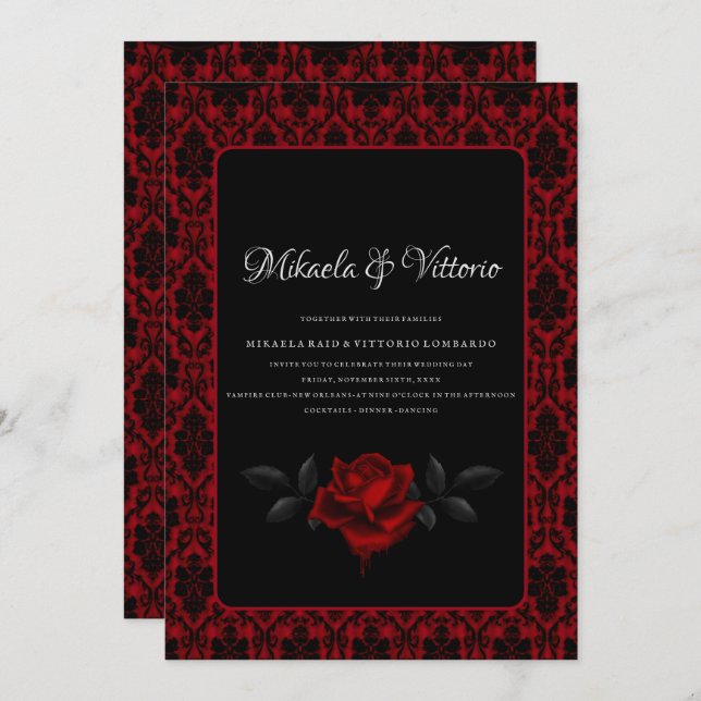 Invitación Rosa gótico oscuro boda (Anverso / Reverso)