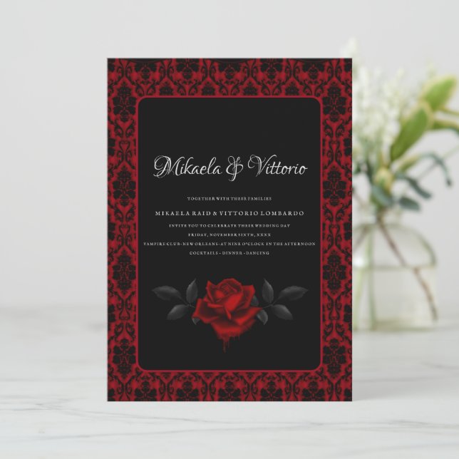 Invitación Rosa gótico oscuro boda (Anverso de pie)