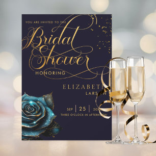 Invitación Rosa gótico oscuro Purpurina ducha de novia