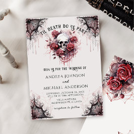 Invitación Rosa gótico Skull Halloween Boda