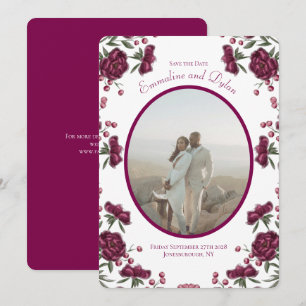 Invitación Rosa Granate Boda Guardar la Fecha