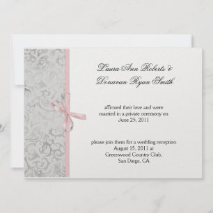 Invitación Rosa Gris Blanco Damask Post Boda