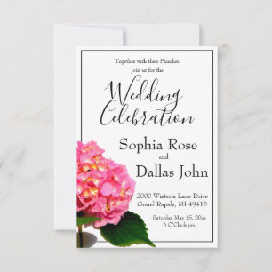 Invitación Rosa Hydrangea Boda de flores rosadas rosadas de c