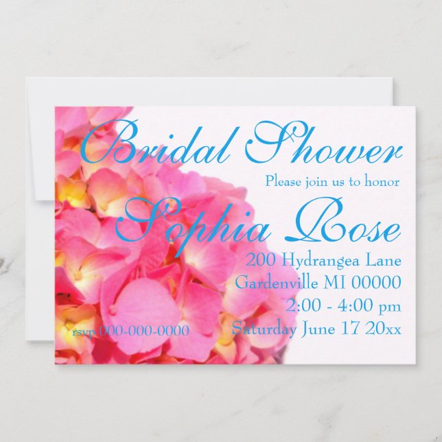 Invitación Rosa Hydrangea flor rosa rosa floral rosa (Anverso)