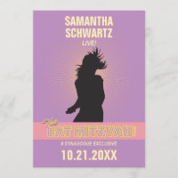 Rosa Invitación-Púrpura de Mitzvah del palo de la