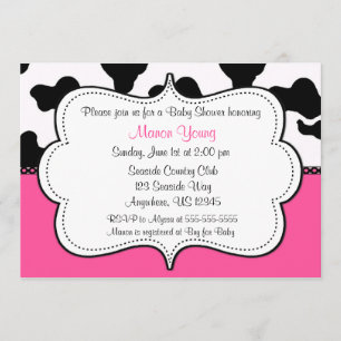 Invitación Rosa Invitaiton de la impresión de la vaca