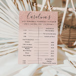 Invitación rosa itinerario de purpurinas de oro fin de semana<br><div class="desc">Planee el fin de semana perfecto para el cumpleaños 21 y el itinerario de la hora con este purpurina dorado subió lentes sombríos en rosa pastel. Programa de fiesta de cumpleaños de Guay.</div>