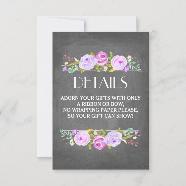 Invitación Rosa Jardín Ducha de novia Regalo de regalo Tarjet (Anverso)