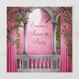 Invitación Rosa Jardín Rosa Dulce Rosa 16 Fiesta