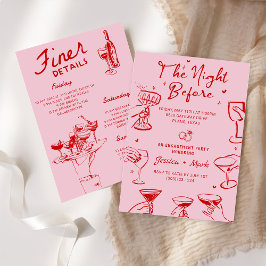 Invitación Rosa La Noche Antes De La Cena Del Ensayo Del Boda
