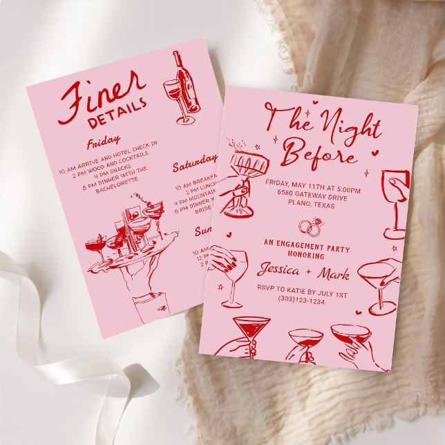 Invitación Rosa La Noche Antes De La Cena Del Ensayo Del Boda (Subido por el creador)