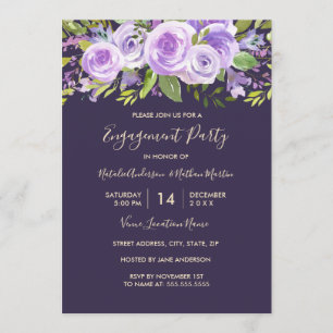 Invitación Rosa Lavanda Fiesta Floral de Compromiso de Boda