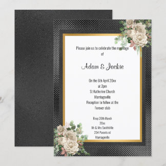 Invitación Rosa LAYERED DE ORO NEGRO EUCALYPTUS BODA 2