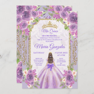 Invitación Rosa Lilac Chica mexicana 15 cumpleaños 1 invitaci